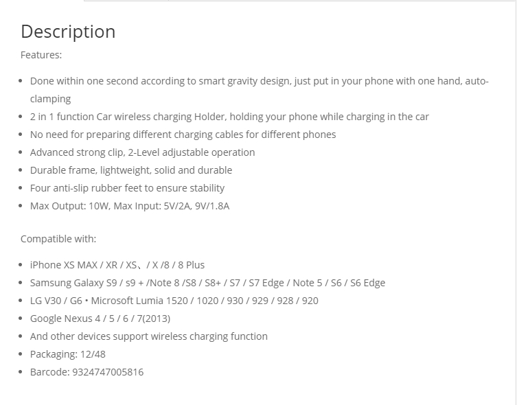 A large marketing image providing additional information about the product Sansai Car Wireless Phone Charger - Additional alt info not provided