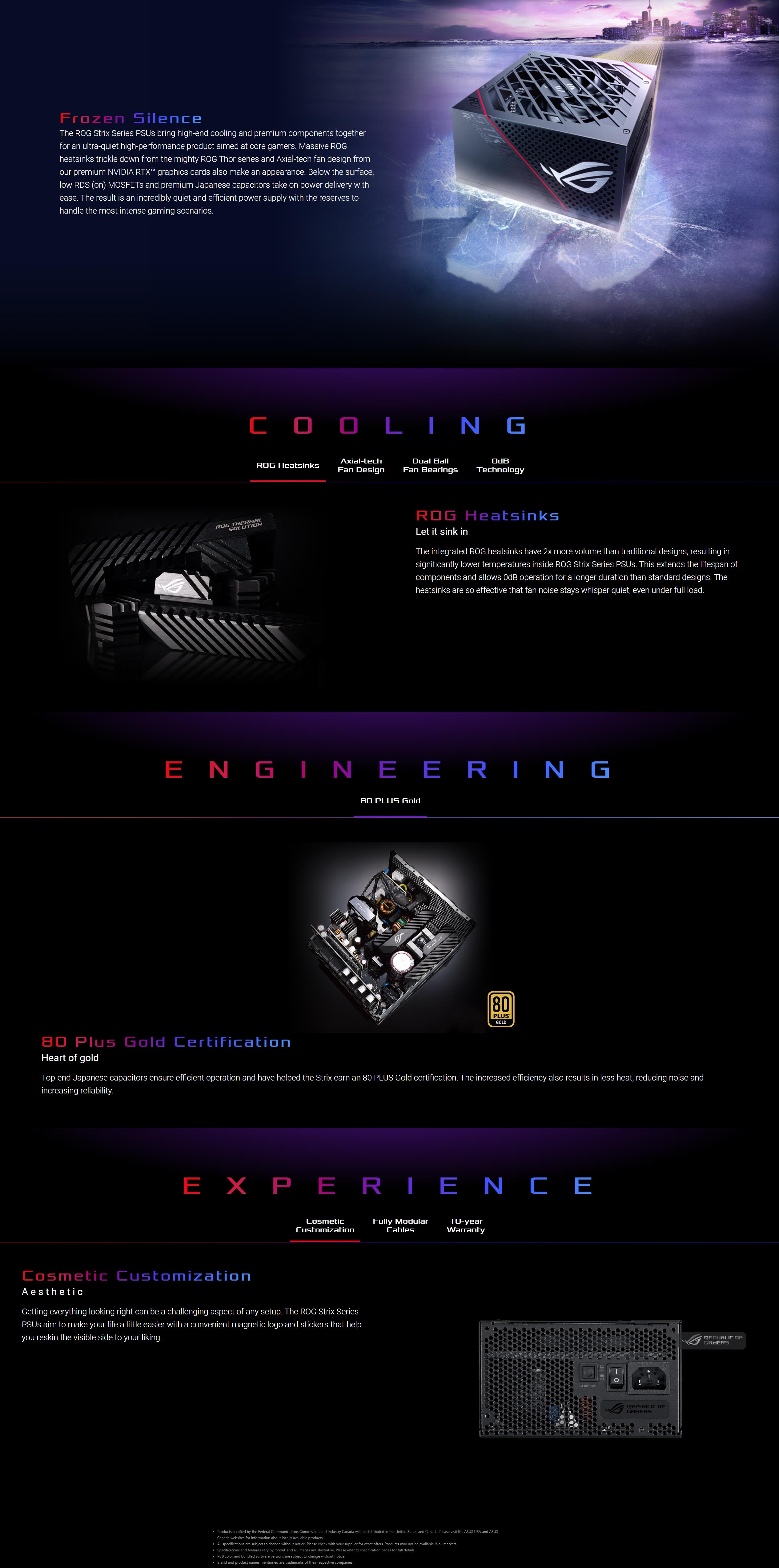 A large marketing image providing additional information about the product ASUS ROG Strix 850W 80PLUS Gold Modular Power Supply - Additional alt info not provided