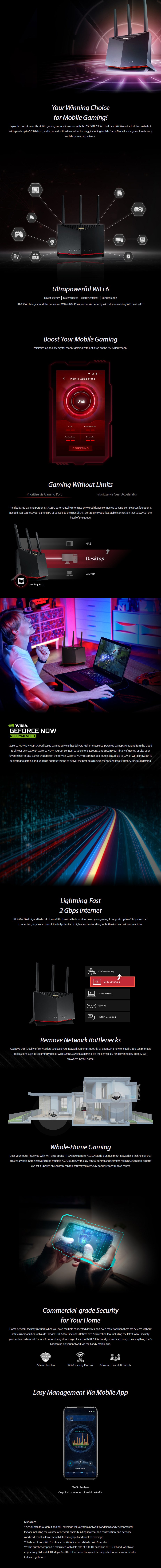 A large marketing image providing additional information about the product ASUS RT-AX86U 802.11ax Dual-Band AiMesh Wireless-AX5700 Gigabit Router - Additional alt info not provided
