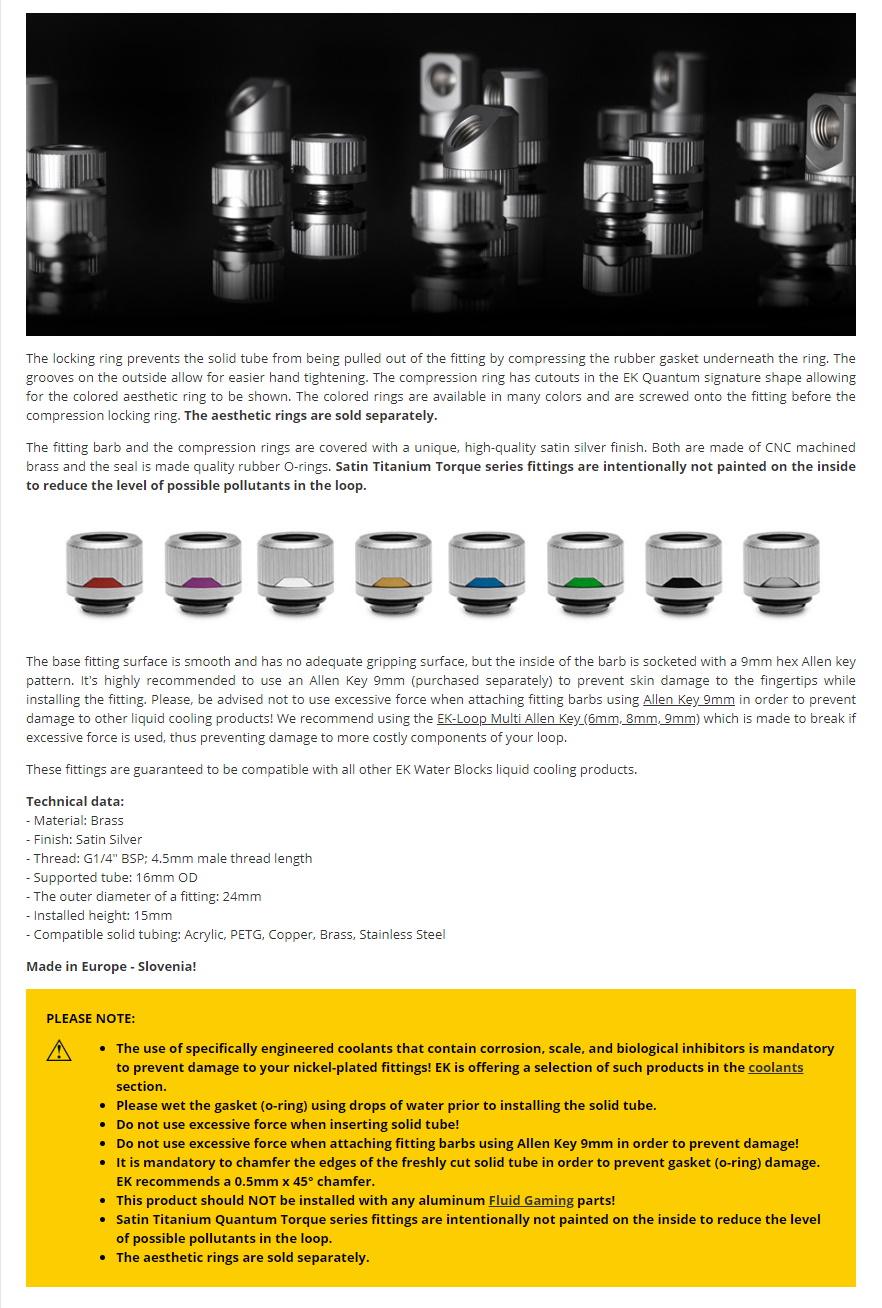 A large marketing image providing additional information about the product EK Quantum Torque 6-Pack HDC 16 - Satin Titanium - Additional alt info not provided