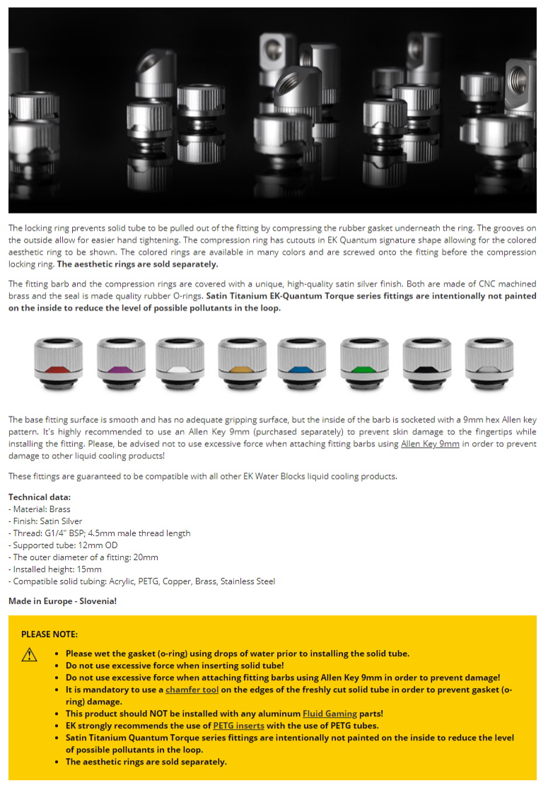 A large marketing image providing additional information about the product EK Quantum Torque HDC 12 - Satin Titanium - Additional alt info not provided