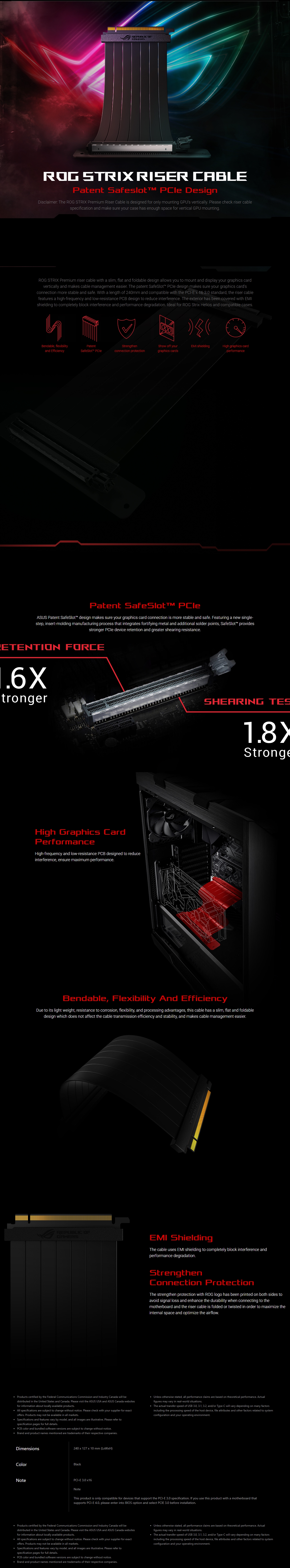 A large marketing image providing additional information about the product ASUS ROG Strix PCI Express 3.0 x16 Riser Cable - Additional alt info not provided