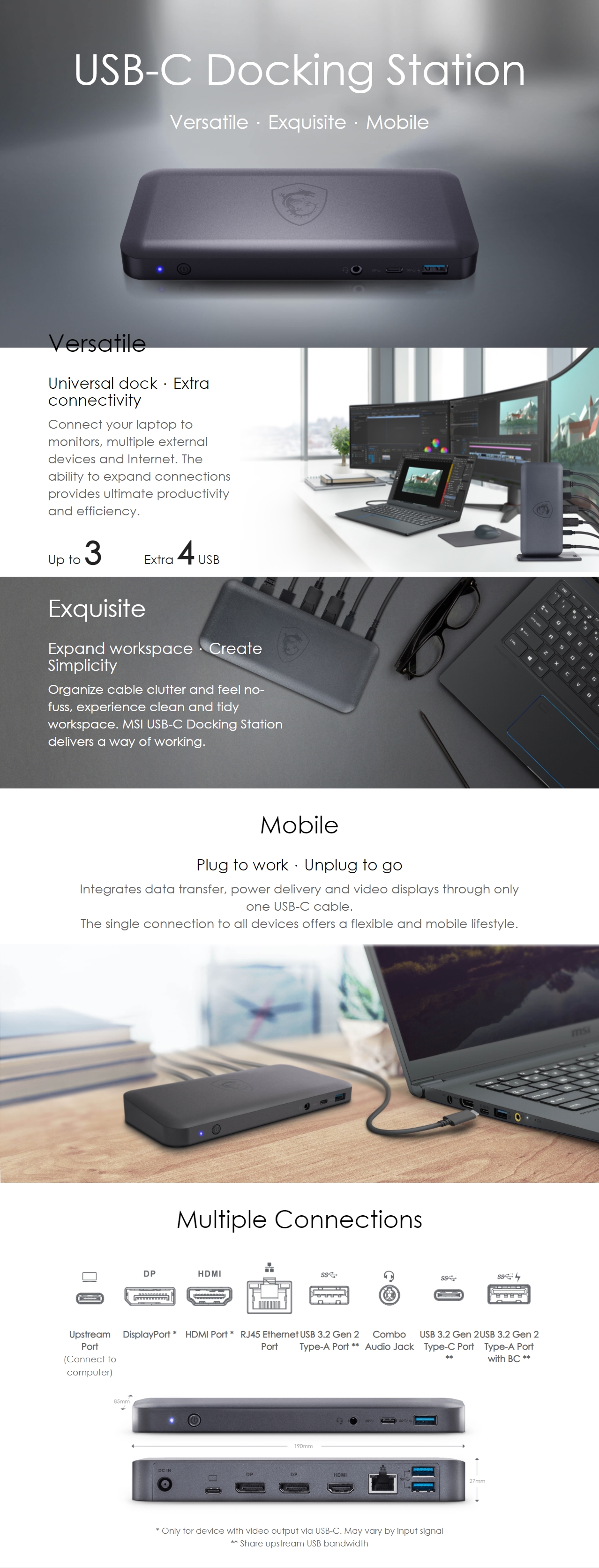A large marketing image providing additional information about the product MSI USB C Notebook Docking Station - Additional alt info not provided