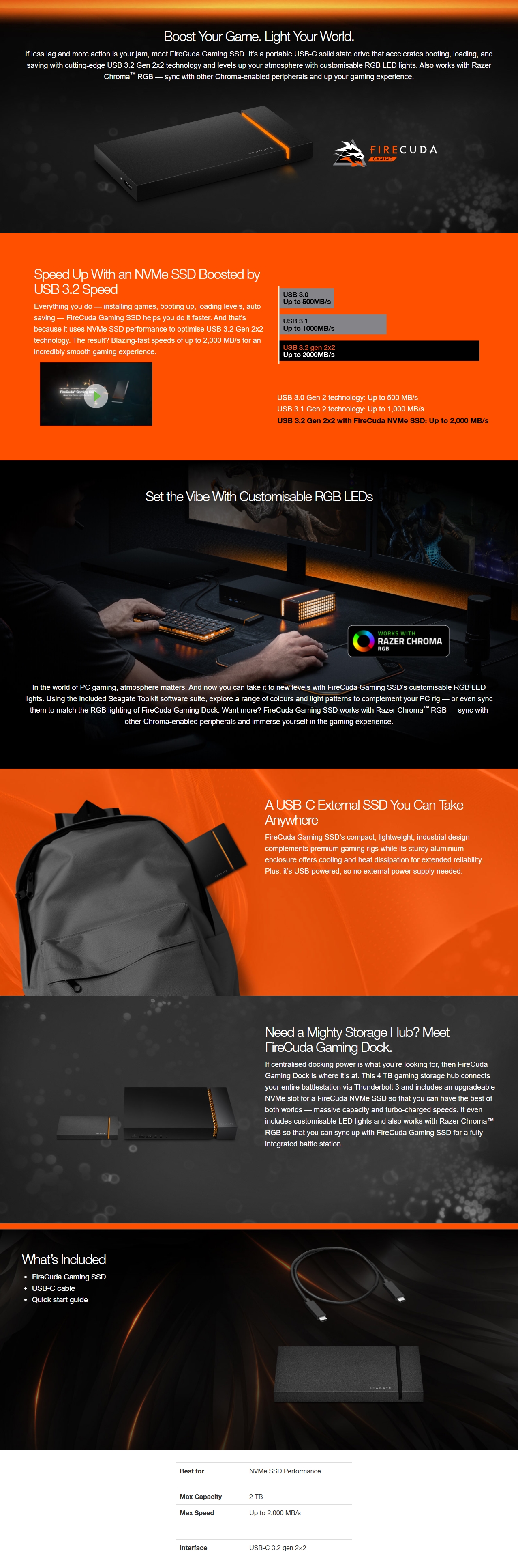 A large marketing image providing additional information about the product Seagate Firecuda Gaming 1TB External SSD - Additional alt info not provided