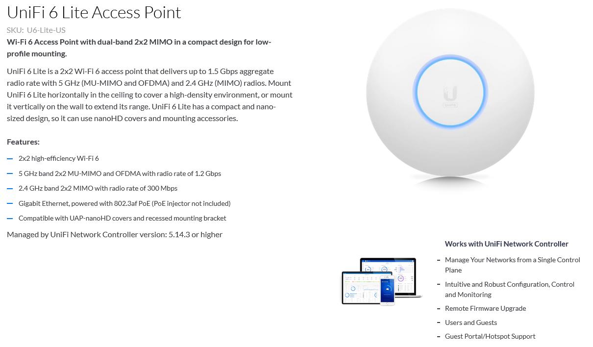 A large marketing image providing additional information about the product Ubiquiti UniFi 6 Lite WiFi 6 Access Point - Additional alt info not provided