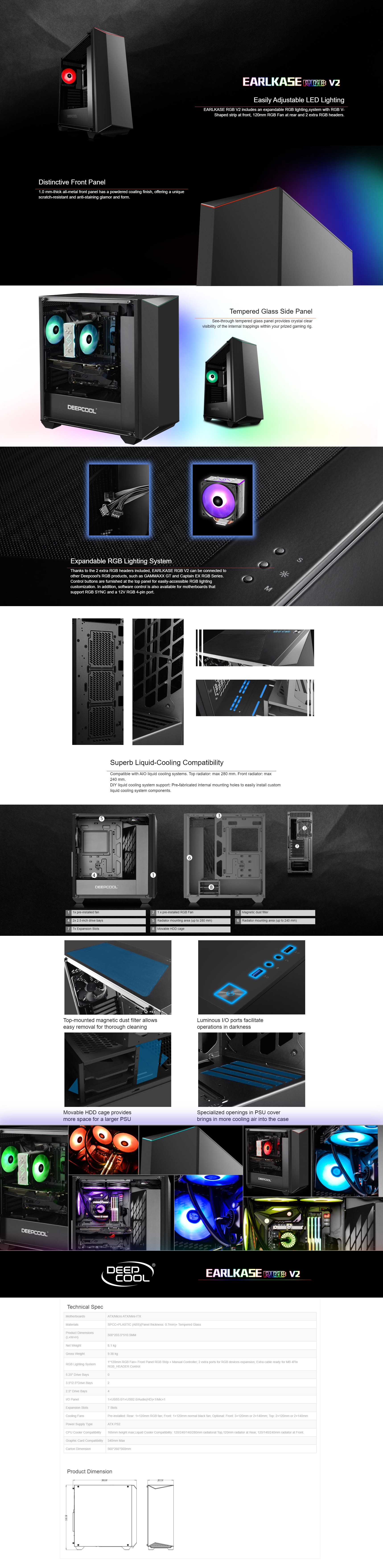 A large marketing image providing additional information about the product Deepcool Earlkase RGB Black Mid Tower - Additional alt info not provided