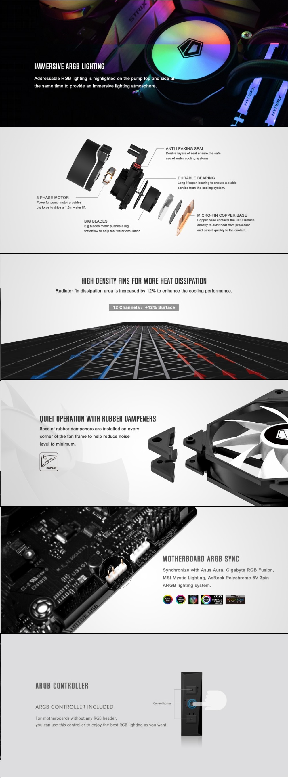 A large marketing image providing additional information about the product ID-COOLING ZoomFlow 240 XT 240mm ARGB AIO CPU Liquid Cooler - Additional alt info not provided