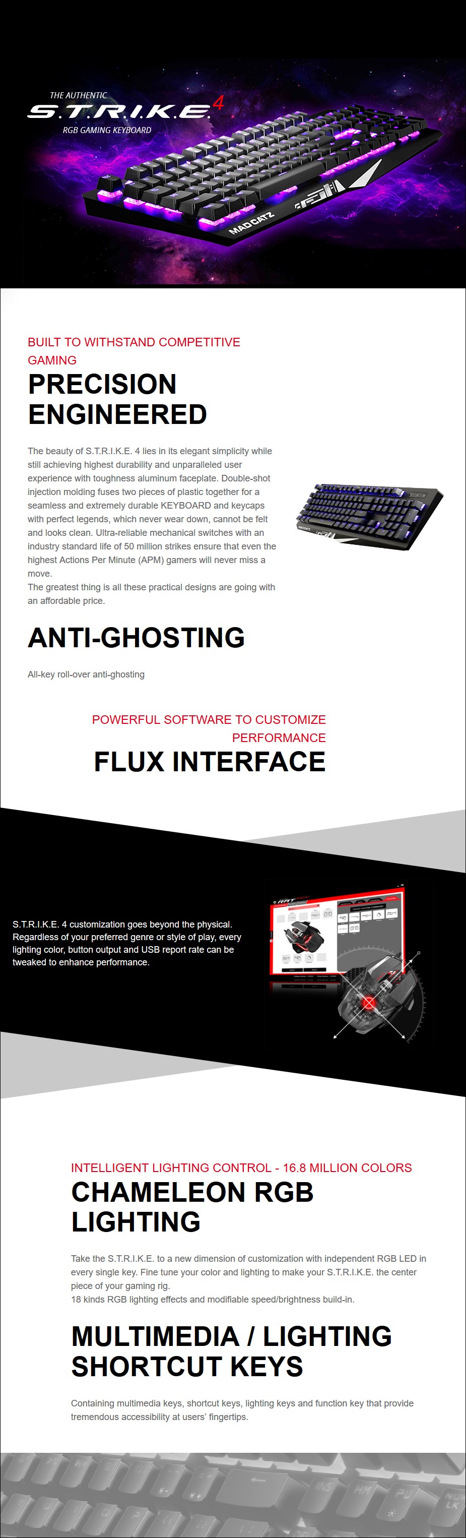 A large marketing image providing additional information about the product Mad Catz S.T.R.I.K.E. 4 Gaming Keyboard Black - Additional alt info not provided