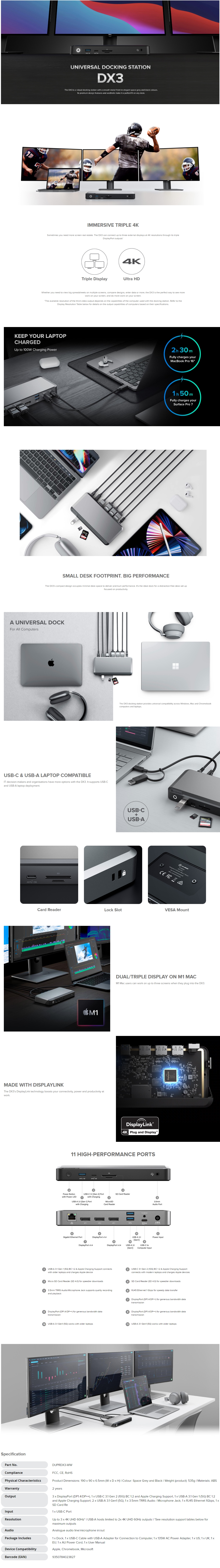 A large marketing image providing additional information about the product ALOGIC 4K Display Universal Docking Station - 100W Power Delivery - Additional alt info not provided