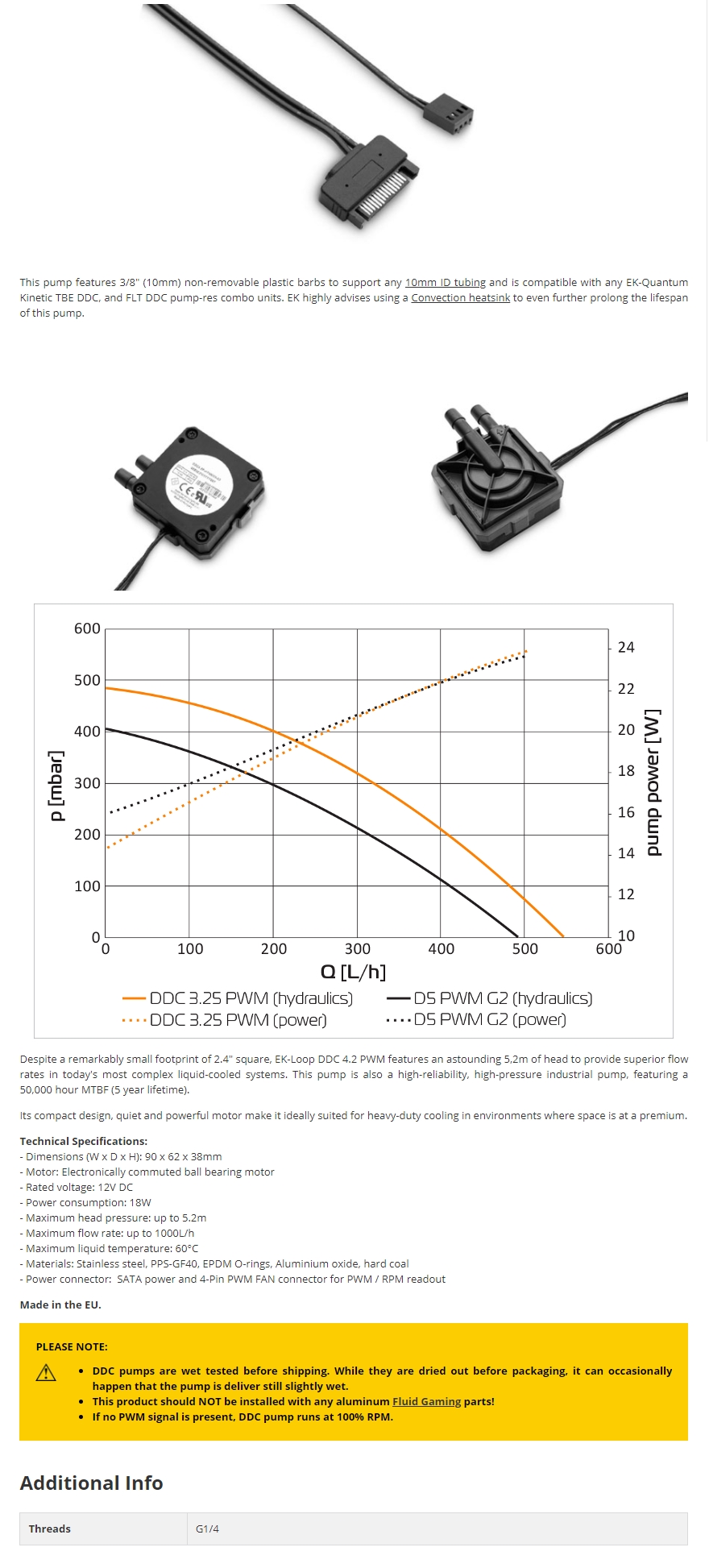 A large marketing image providing additional information about the product EK Loop DDC 4.2 PWM Pump - Additional alt info not provided