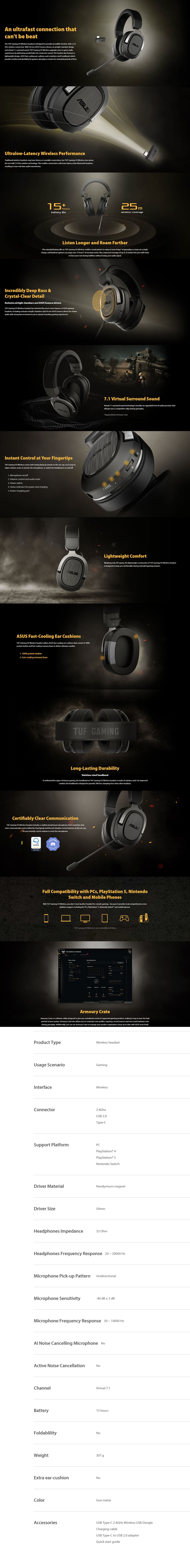 A large marketing image providing additional information about the product ASUS TUF Gaming H3 Wireless Gaming Headset - Additional alt info not provided
