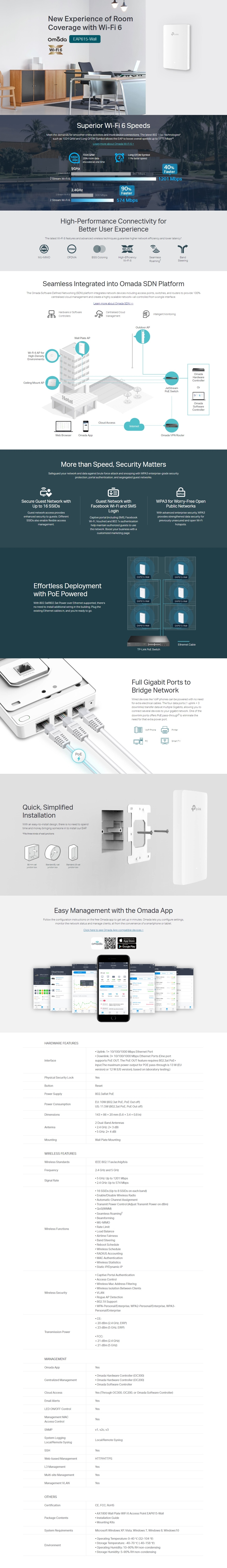 A large marketing image providing additional information about the product TP-Link Omada EAP615-Wall - AX1800 Dual-Band WiFi 6 Access Point - Additional alt info not provided