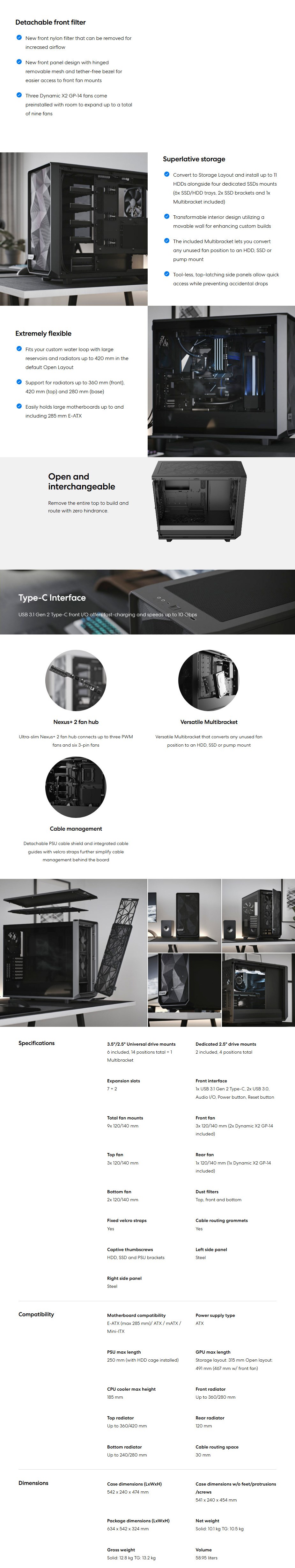 A large marketing image providing additional information about the product Fractal Design Meshify 2 Mid Tower Case - Black - Additional alt info not provided