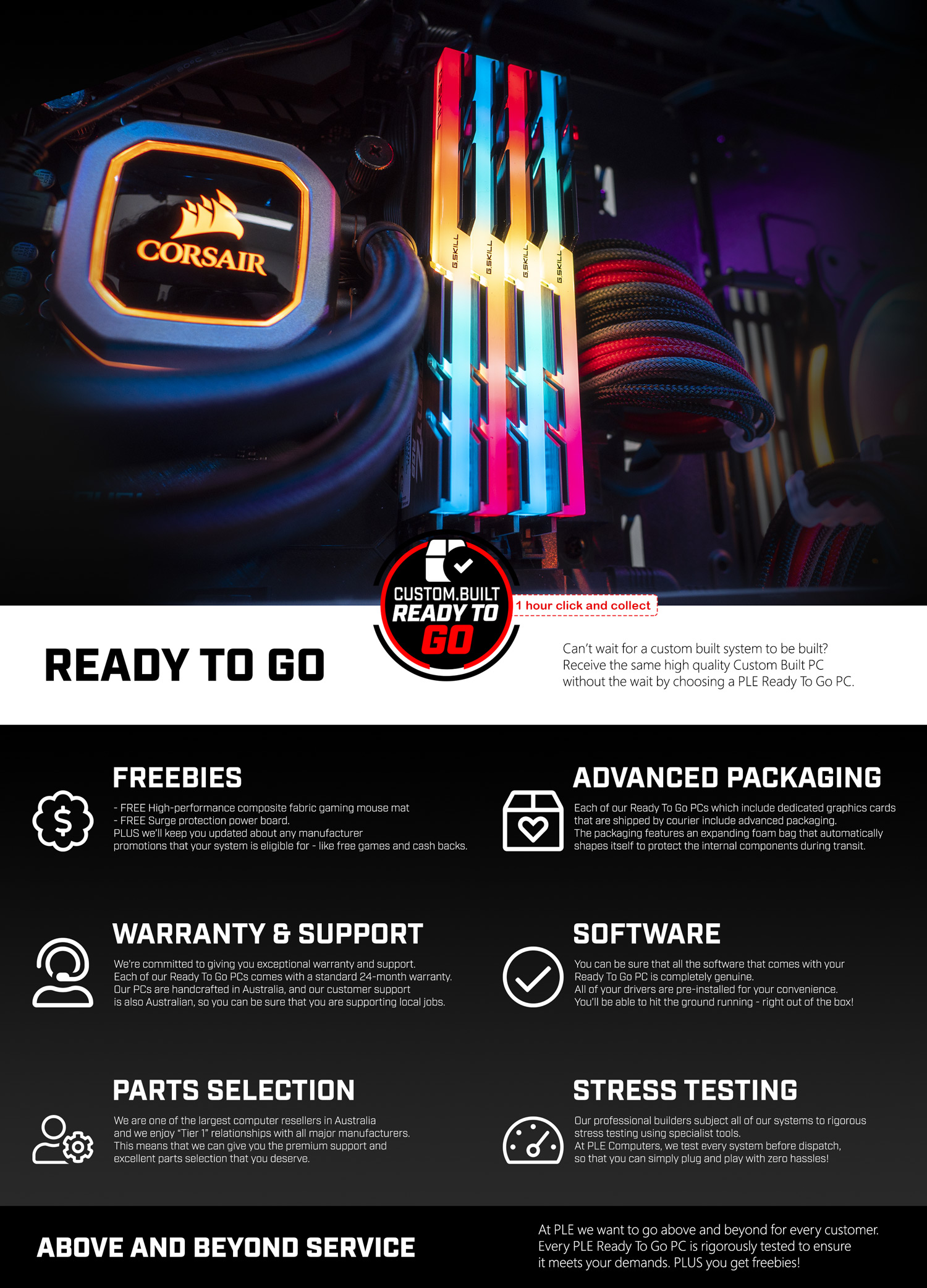 A large marketing image providing additional information about the product PLE Riptide RTX 3060 Ti Ready To Go Gaming PC - Additional alt info not provided