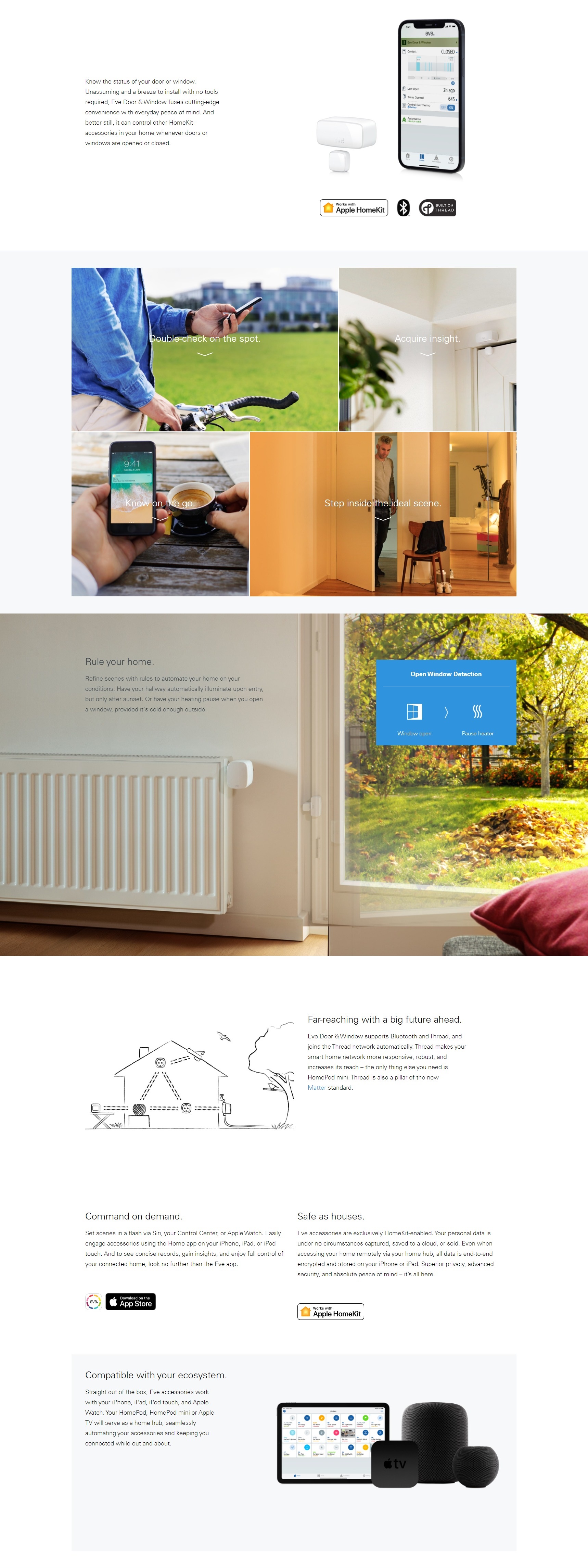 A large marketing image providing additional information about the product Eve Door & Window Wireless Contact Sensor - Additional alt info not provided