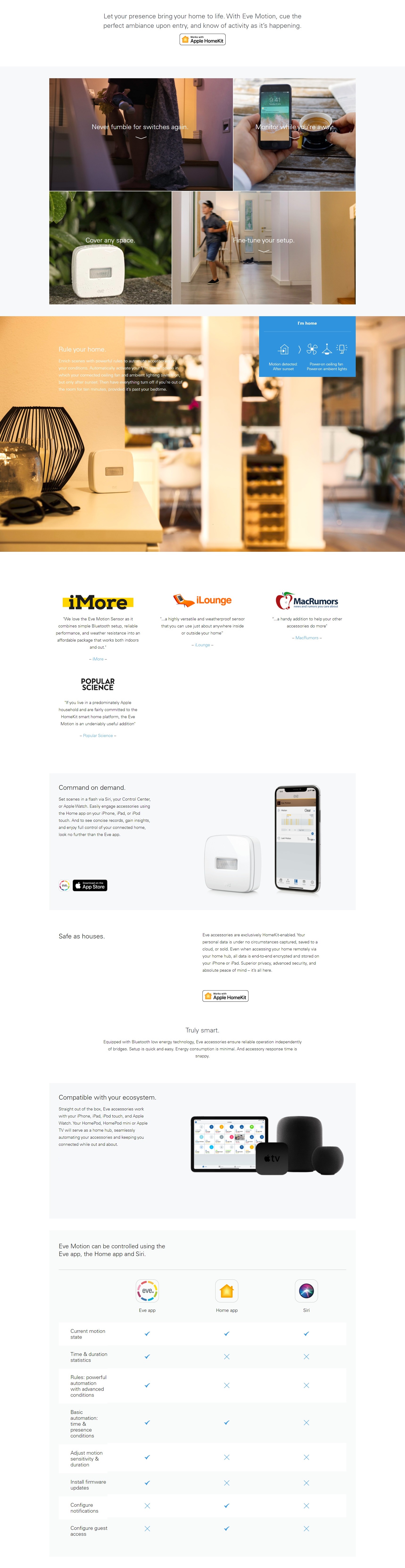 A large marketing image providing additional information about the product Eve Motion Wireless Motion Sensor - Additional alt info not provided