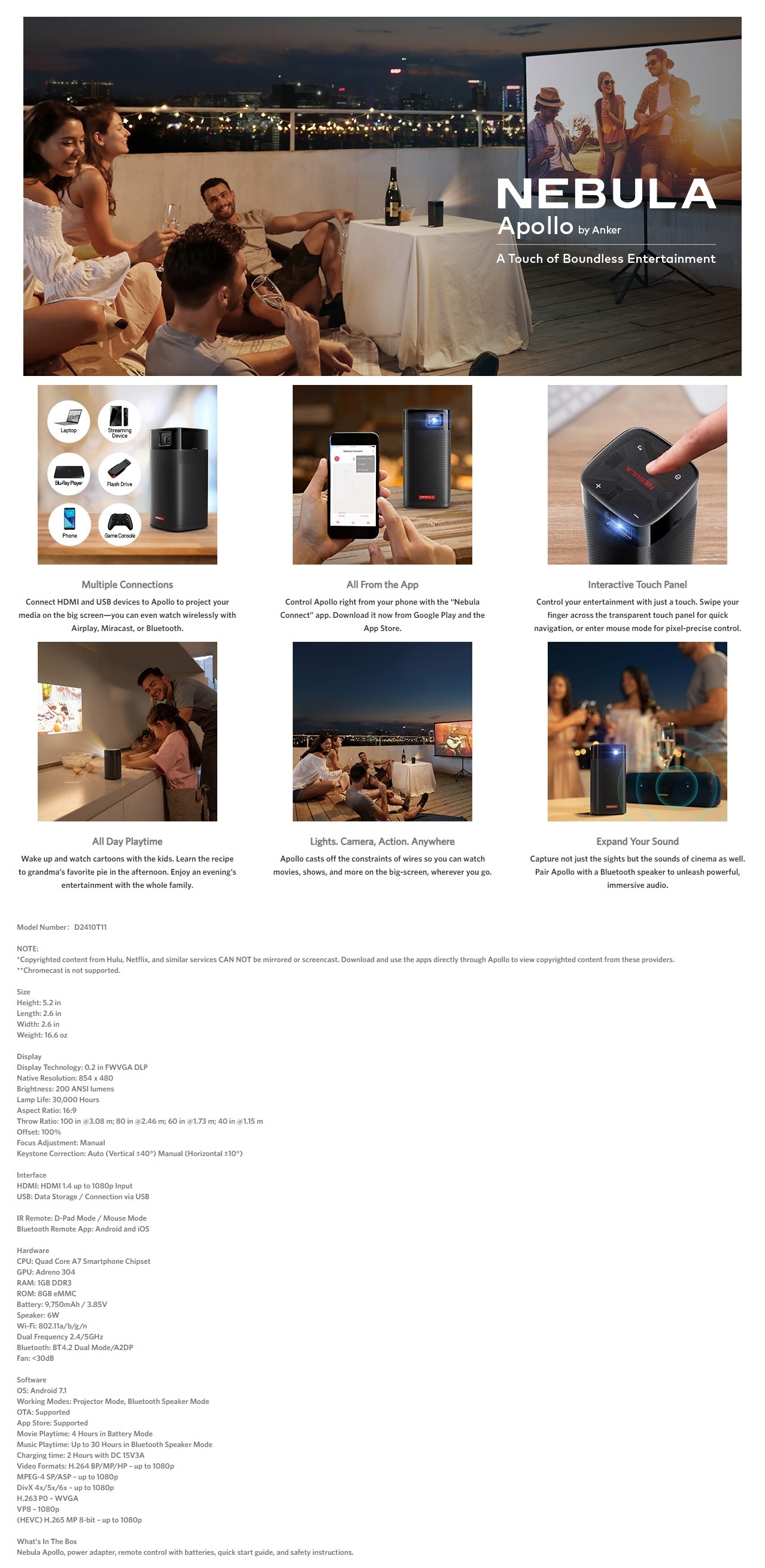 A large marketing image providing additional information about the product Nebula Apollo Portable Mini Projector - Additional alt info not provided