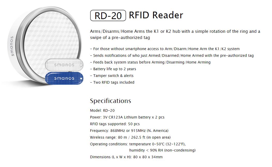 A large marketing image providing additional information about the product Smanos RFID Reader - Additional alt info not provided
