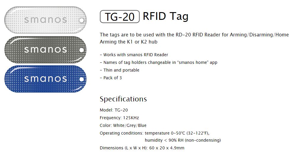 A large marketing image providing additional information about the product Smanos RFID Reader Tag - 3 Pack - Additional alt info not provided