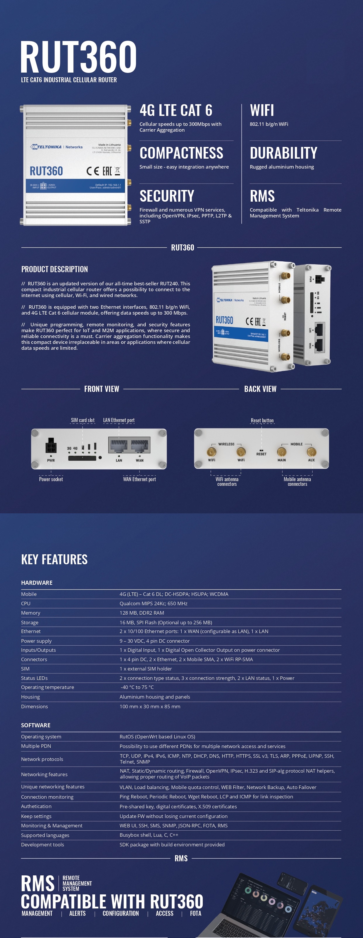 A large marketing image providing additional information about the product Teltonika RUT360 LTE Industrial Router - Additional alt info not provided