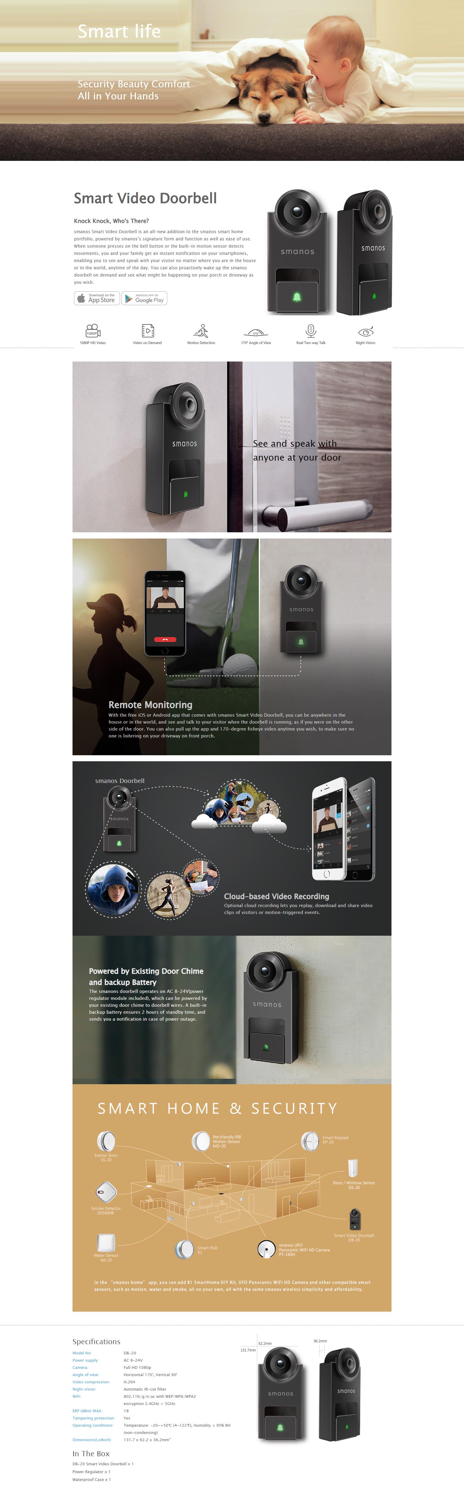 A large marketing image providing additional information about the product Smanos Smart Video Door Bell - Additional alt info not provided