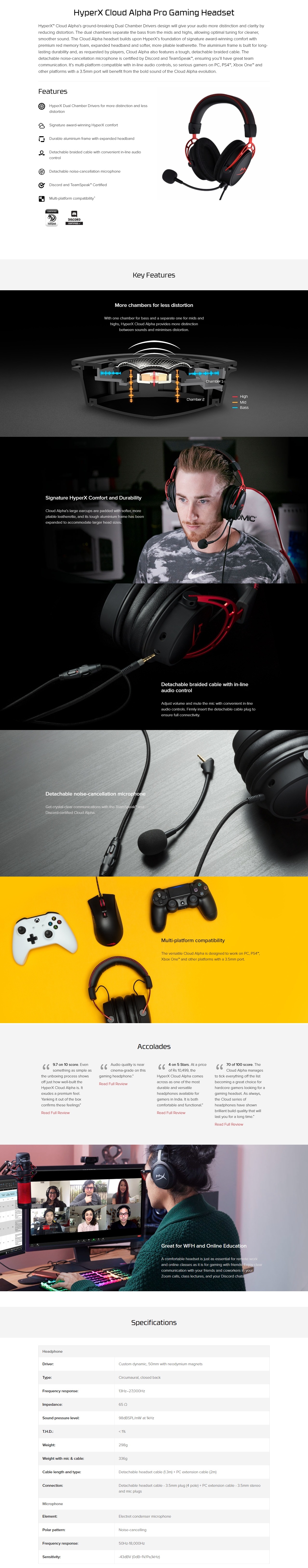 A large marketing image providing additional information about the product HyperX Cloud Alpha - Wired Gaming Headset - Additional alt info not provided