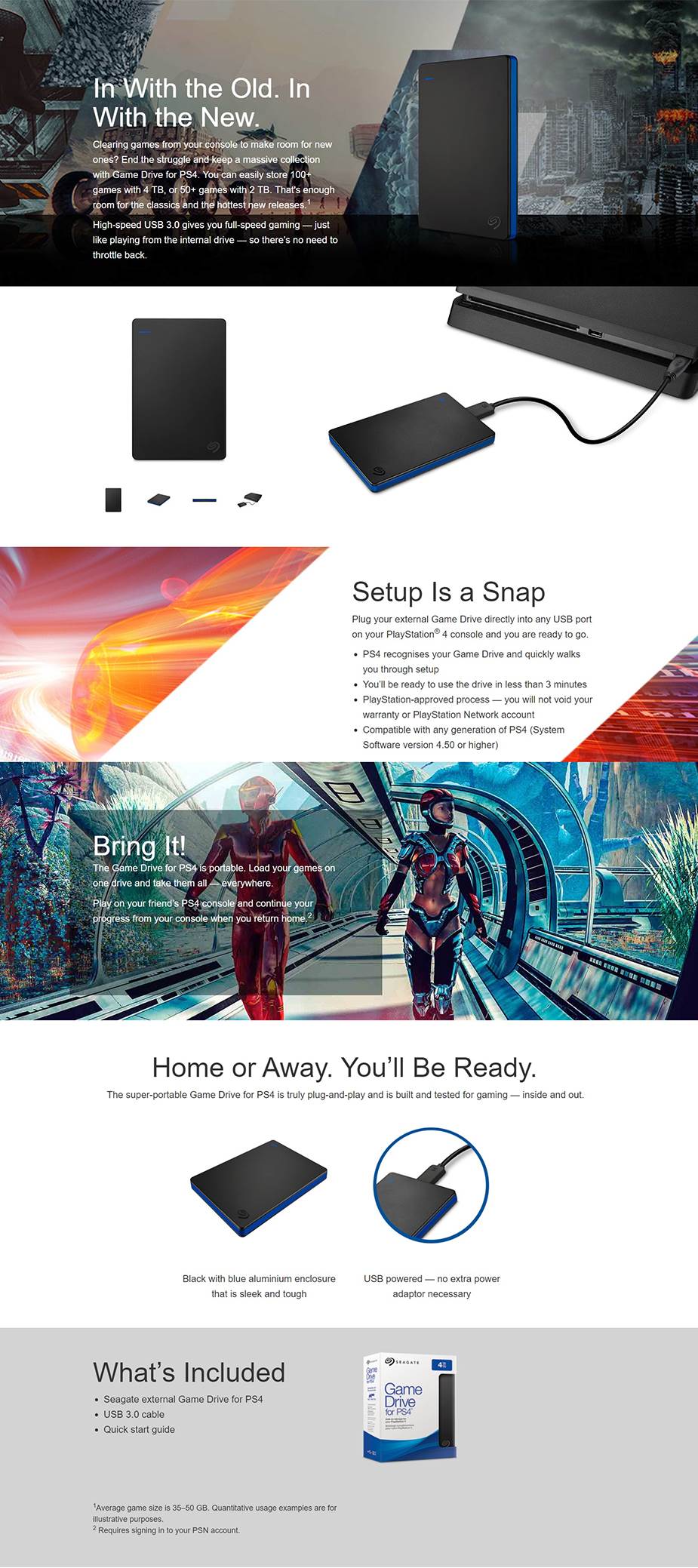 A large marketing image providing additional information about the product Seagate Game Drive for PS4 4TB - Additional alt info not provided
