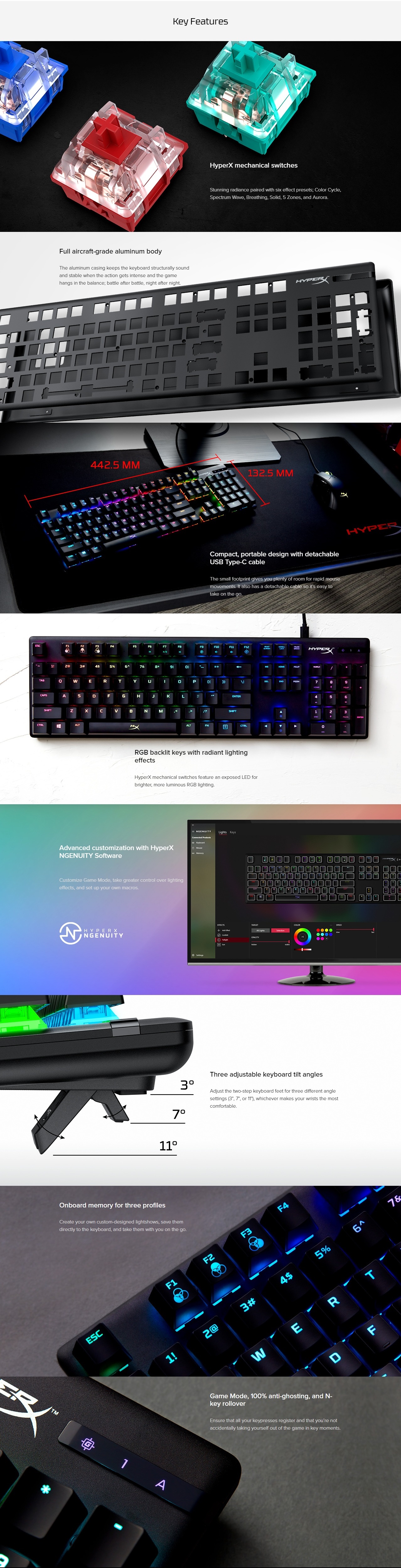 A large marketing image providing additional information about the product HyperX Alloy Origins Mechanical Gaming Keyboard - HyperX Red Switch - Additional alt info not provided