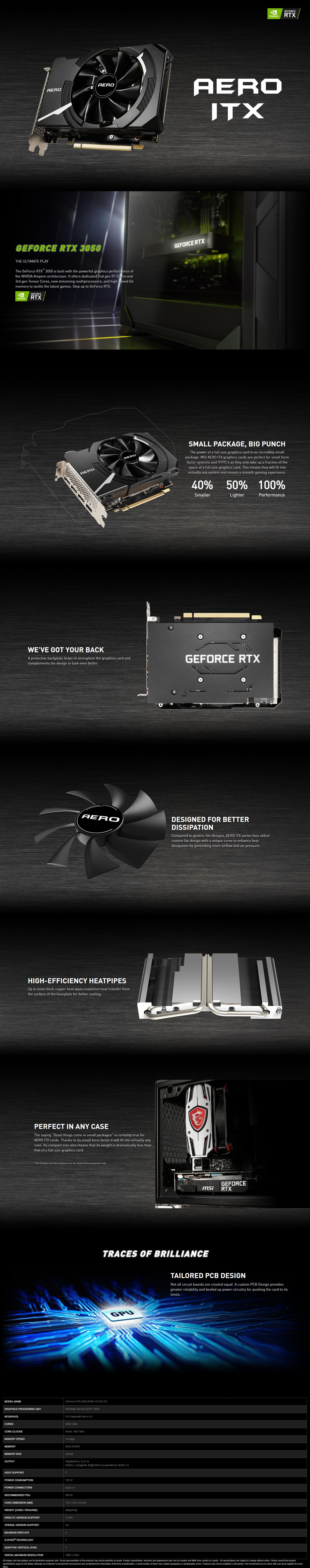 MSI GeForce RTX 3050 Aero ITX 8GB GDDR6 | PLE Computers