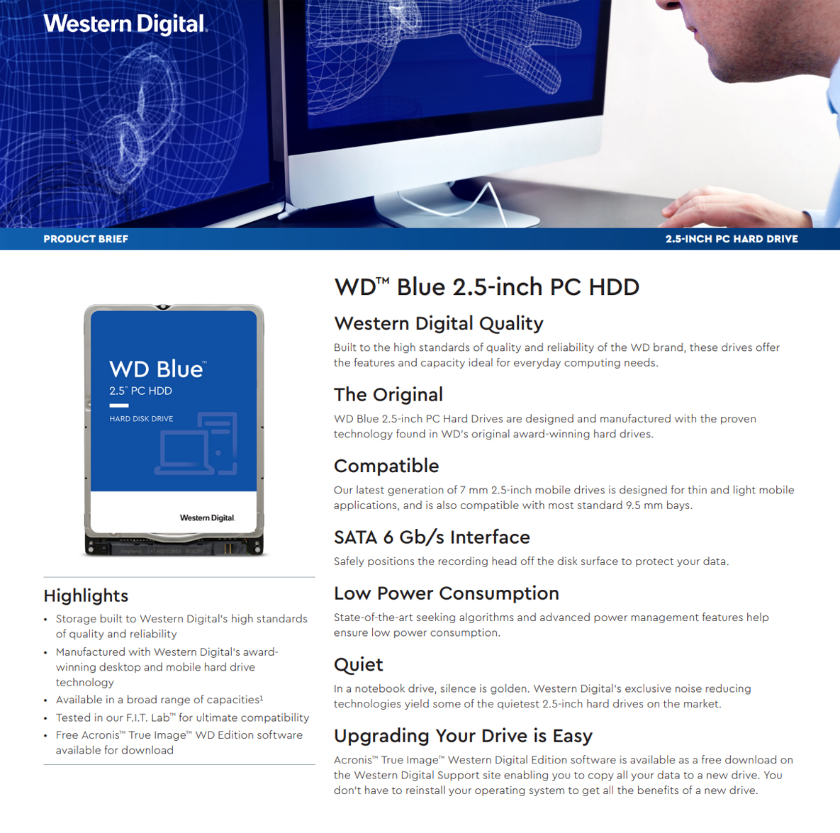 A large marketing image providing additional information about the product WD Blue 2.5" Notebook HDD - 500GB 16MB - Additional alt info not provided