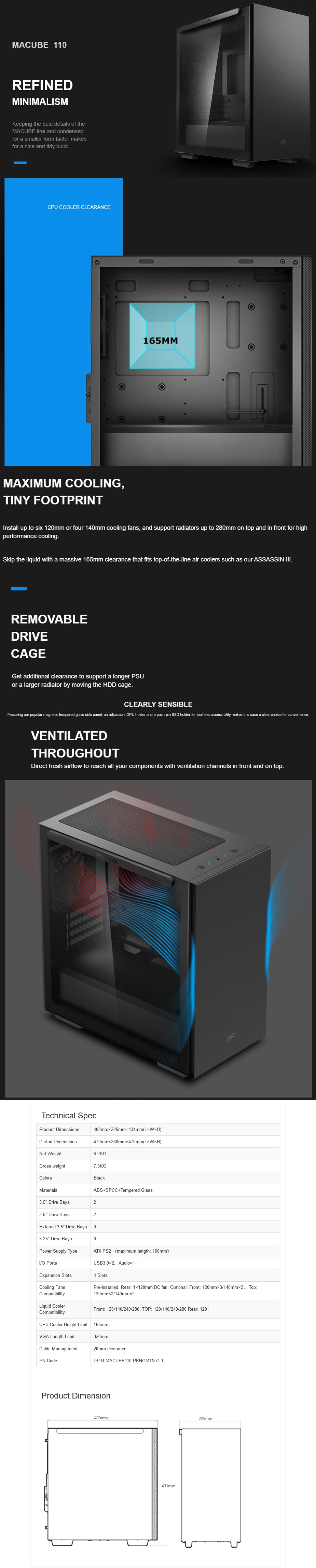 A large marketing image providing additional information about the product DeepCool Macube 110 Micro Tower Case - Pink - Additional alt info not provided