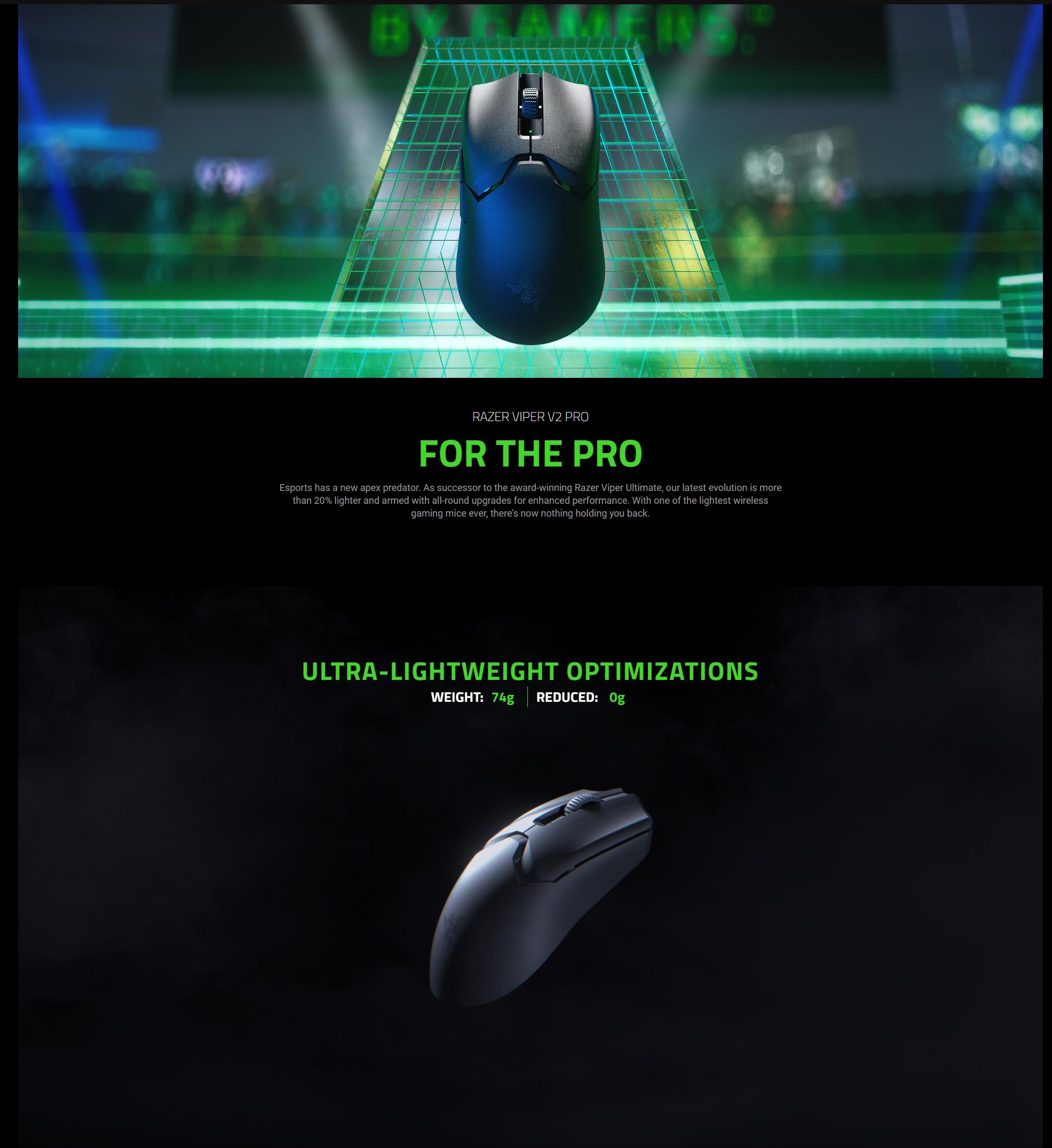 A large marketing image providing additional information about the product Razer Viper V2 Pro Wireless Gaming Mouse - Additional alt info not provided