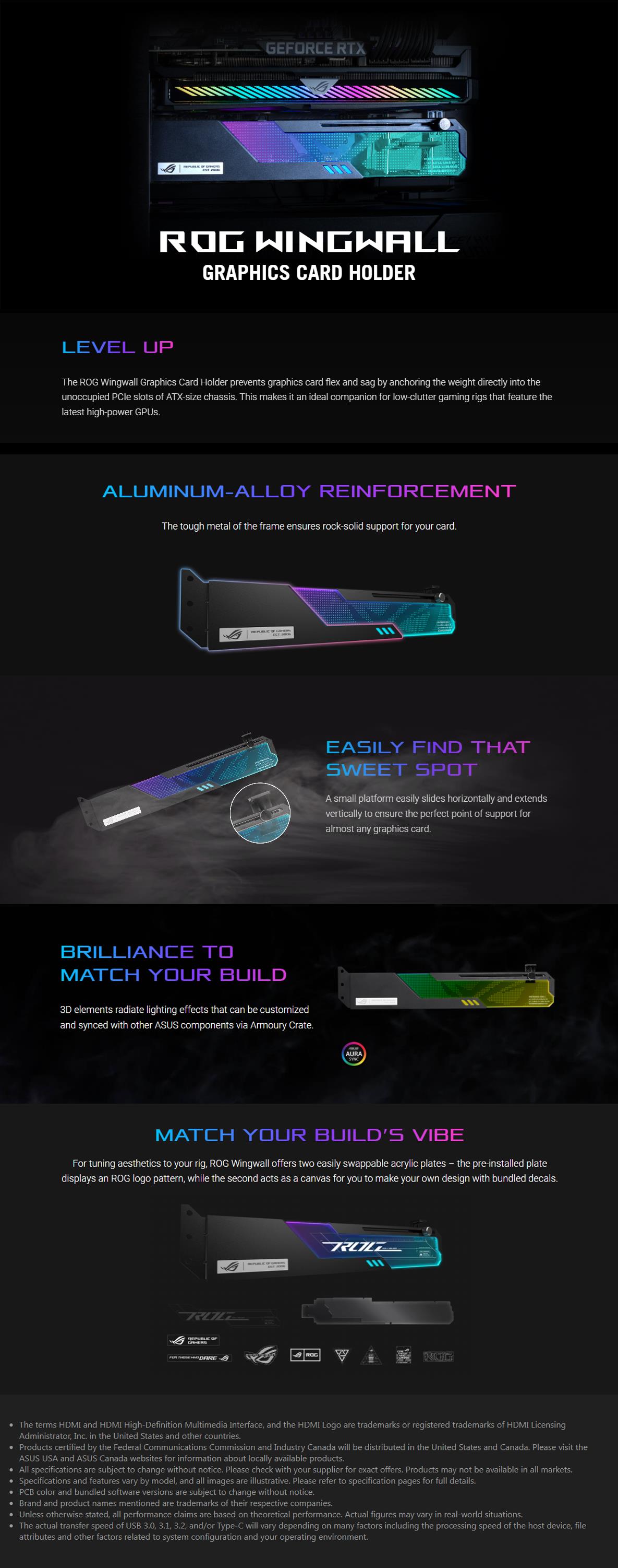 A large marketing image providing additional information about the product Asus ROG Wingwall Holder - Additional alt info not provided