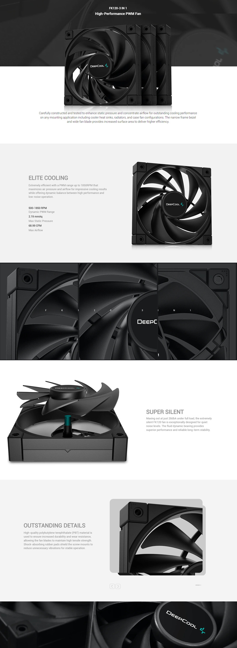 A large marketing image providing additional information about the product DeepCool FK120 3 in 1 120mm Case Fan Pack - Additional alt info not provided