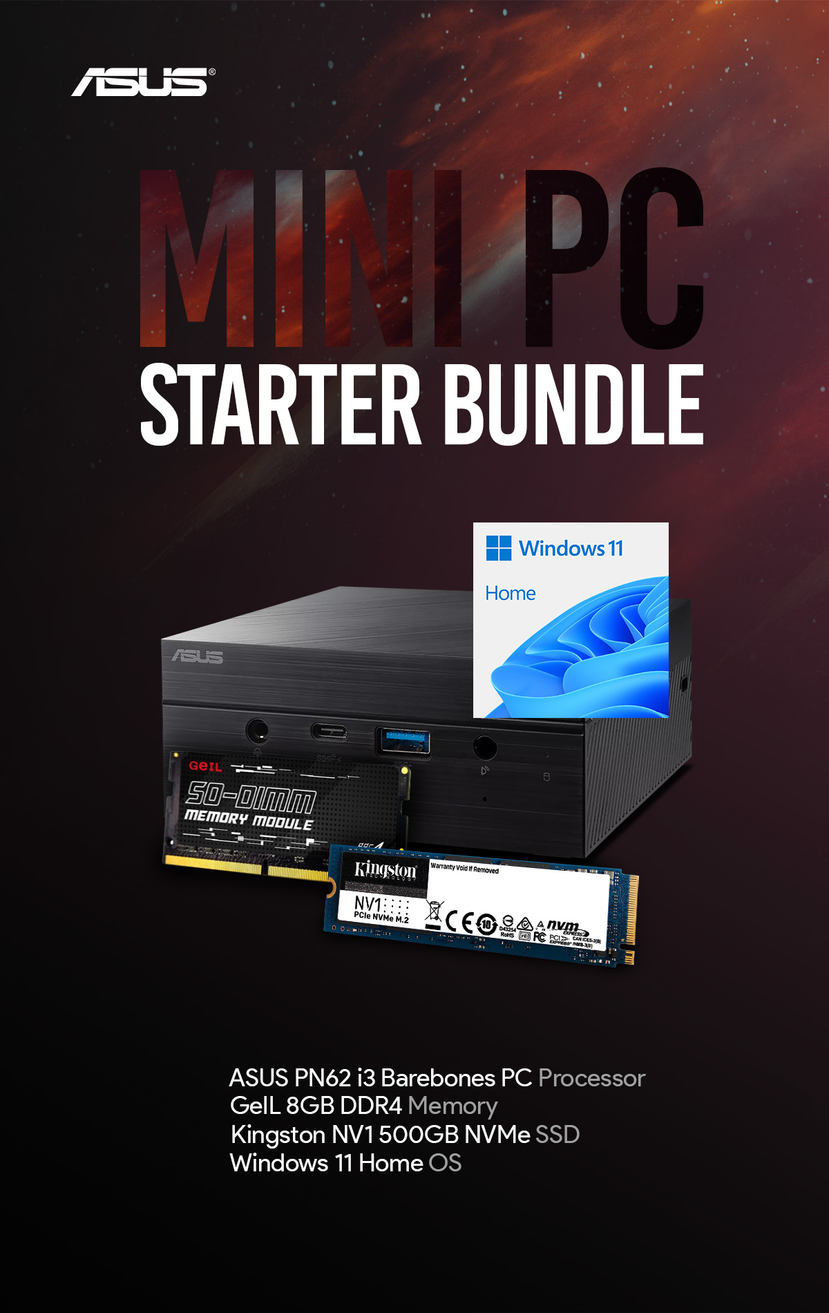 A large marketing image providing additional information about the product Asus Mini PC Bundle - Additional alt info not provided