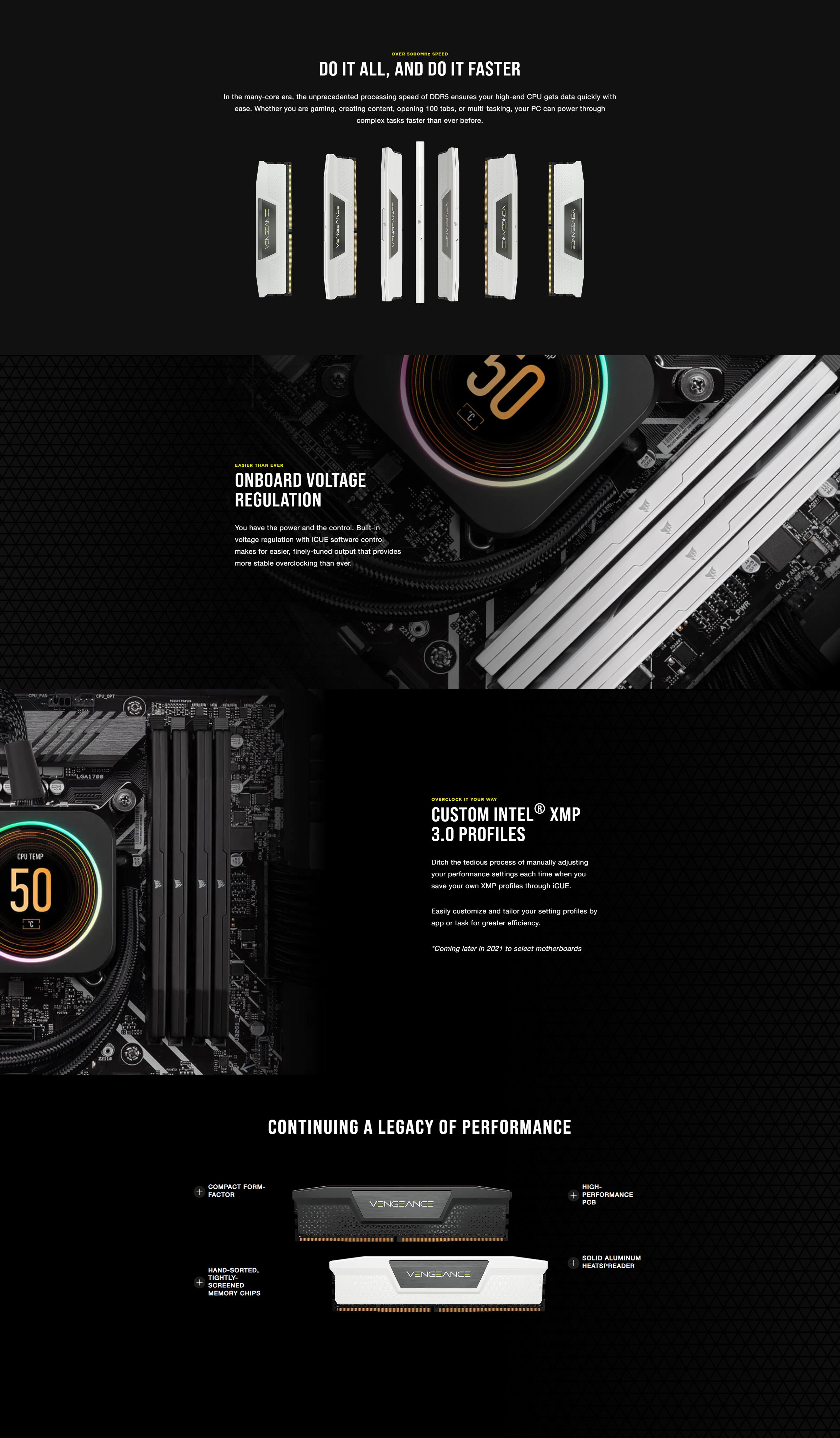 A large marketing image providing additional information about the product Corsair 32GB Kit (2x16GB) DDR5 Vengeance 6200Mhz C36 - Black - Additional alt info not provided