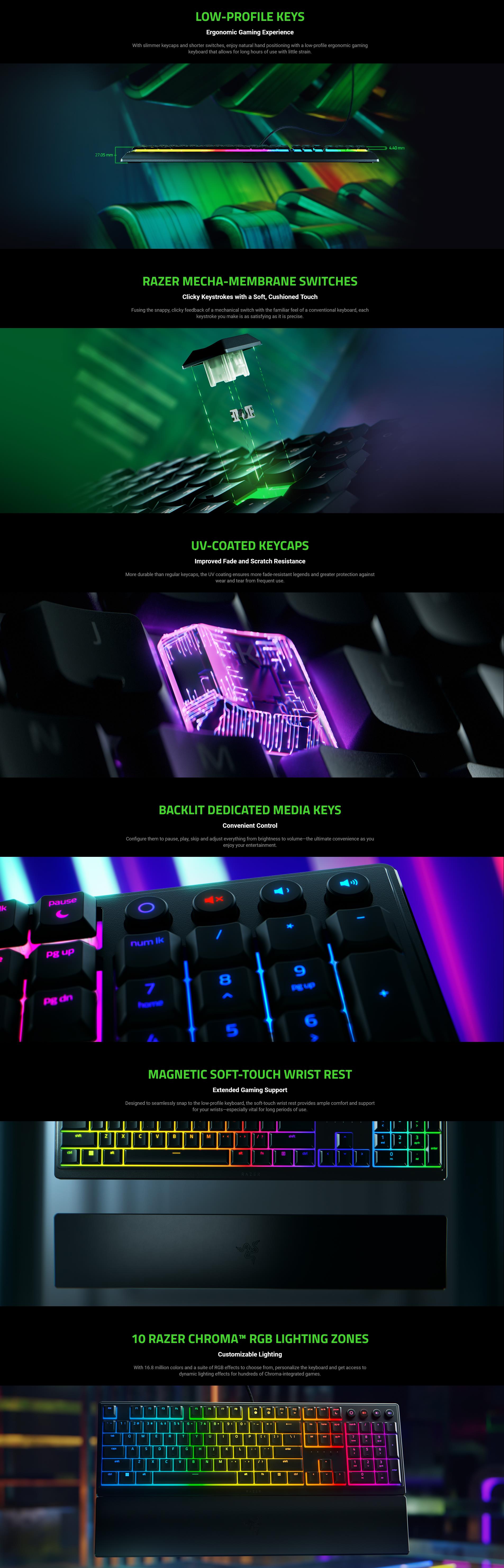 A large marketing image providing additional information about the product Razer Ornata V3 - Low Profile Gaming Keyboard - Additional alt info not provided