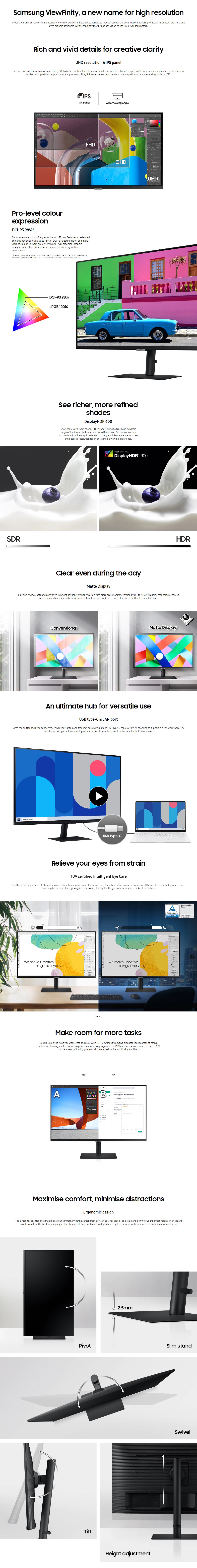 A large marketing image providing additional information about the product Samsung ViewFinity S80PB 27" UHD 4K 60Hz IPS Monitor - Additional alt info not provided