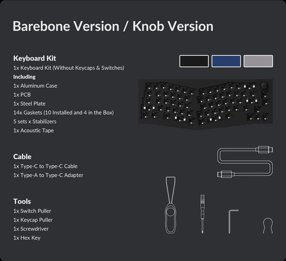 A large marketing image providing additional information about the product Keychron Q8 - Alice QMK RGB Custom Mechanical Keyboard - Black (Barebone) - Additional alt info not provided