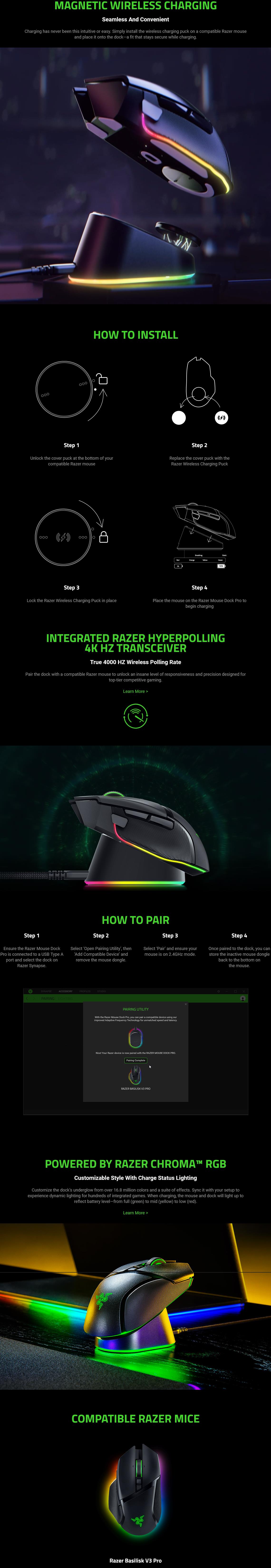 A large marketing image providing additional information about the product Razer Mouse Dock Pro for Basilisk V3 Pro - Additional alt info not provided
