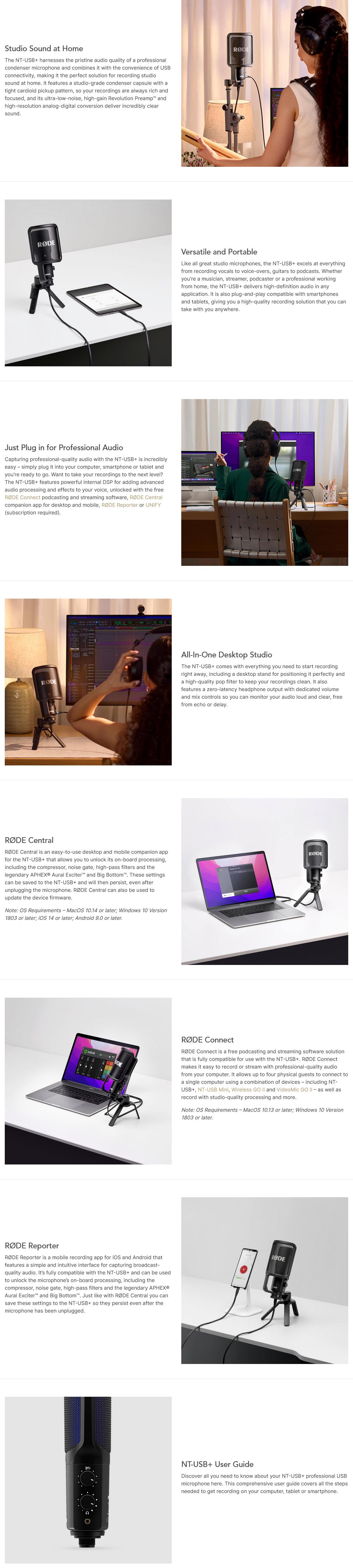 A large marketing image providing additional information about the product RODE  NT-USB+ Professional USB Microphone - Additional alt info not provided