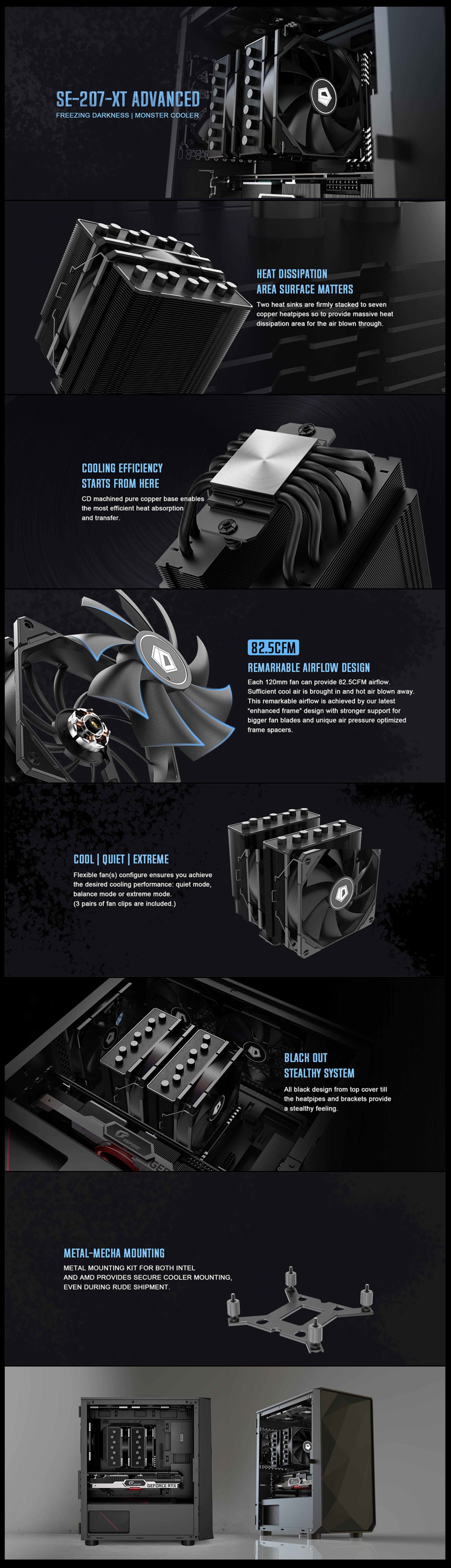 A large marketing image providing additional information about the product ID-COOLING SE-207-XT Advanced CPU Cooler - Additional alt info not provided