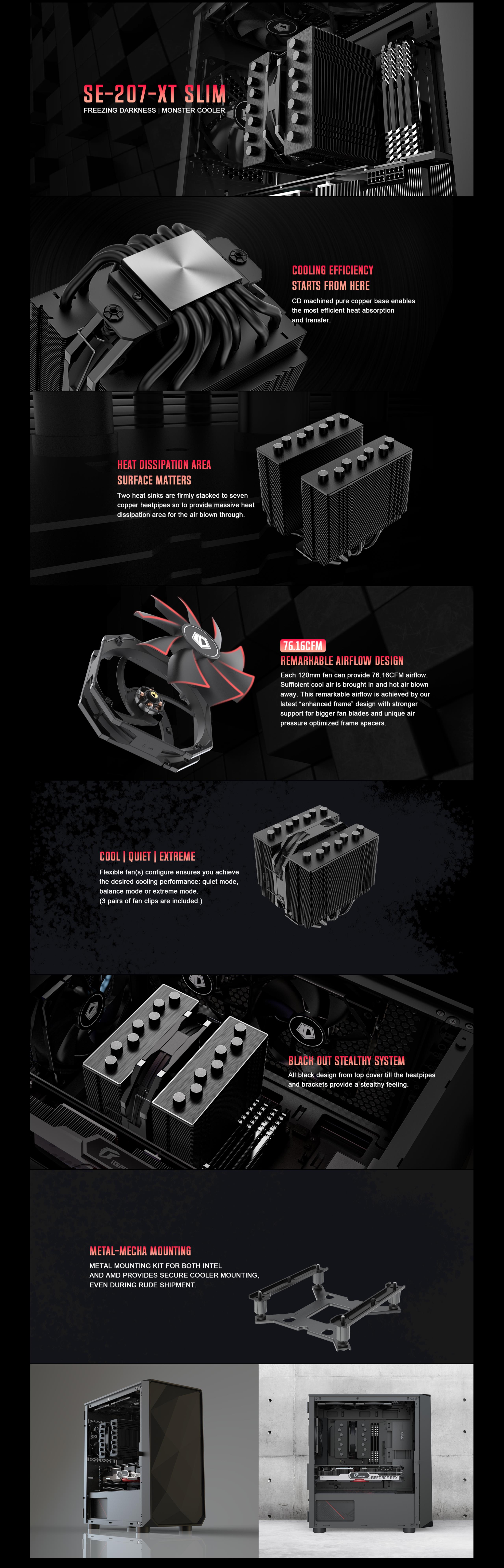 A large marketing image providing additional information about the product ID-COOLING SE-207-XT Slim CPU Cooler - Additional alt info not provided