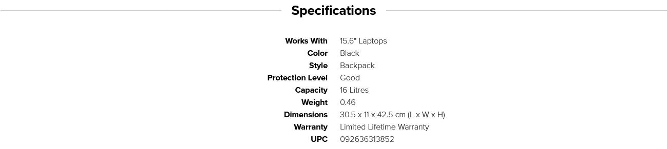 A large marketing image providing additional information about the product Targus 15.6" Intellect Laptop Backpack - Black/Grey - Additional alt info not provided
