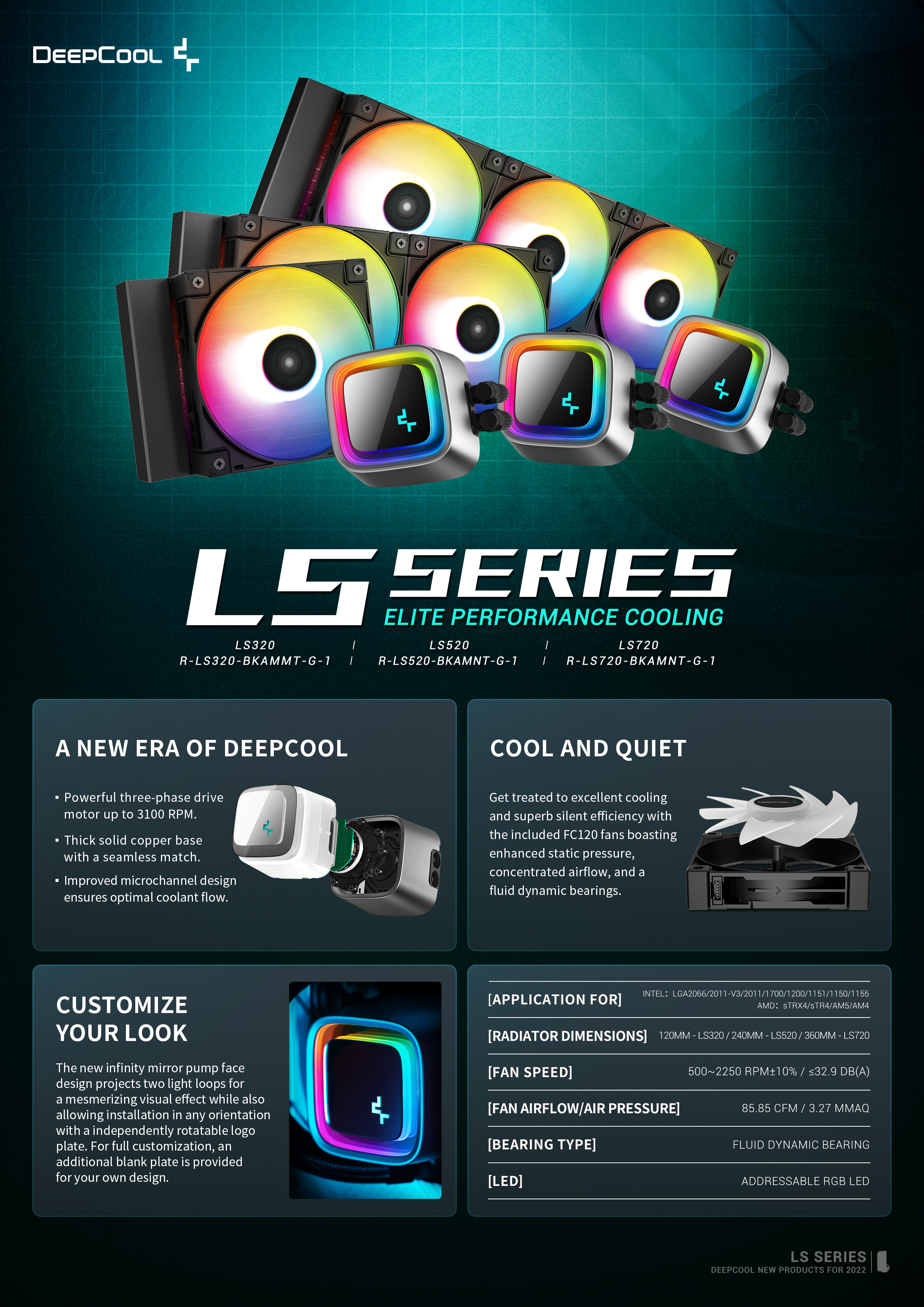 A large marketing image providing additional information about the product DeepCool LS320 ARGB 120mm AIO CPU Cooler - White - Additional alt info not provided
