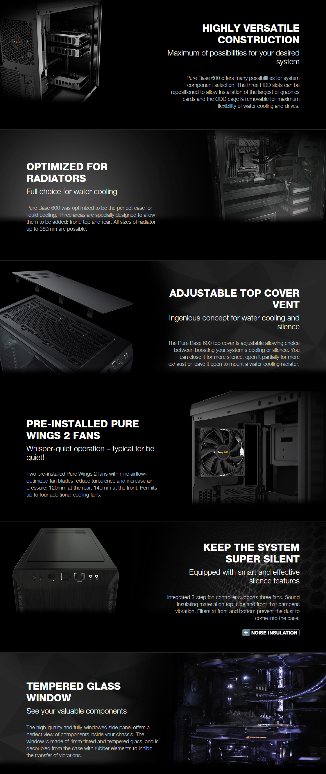 be quiet! PURE BASE 600 TG Mid Tower Case - Black | PLE Computers