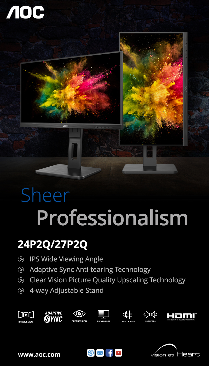A large marketing image providing additional information about the product AOC 24P2Q 23.8" FHD 75Hz IPS Monitor - Additional alt info not provided