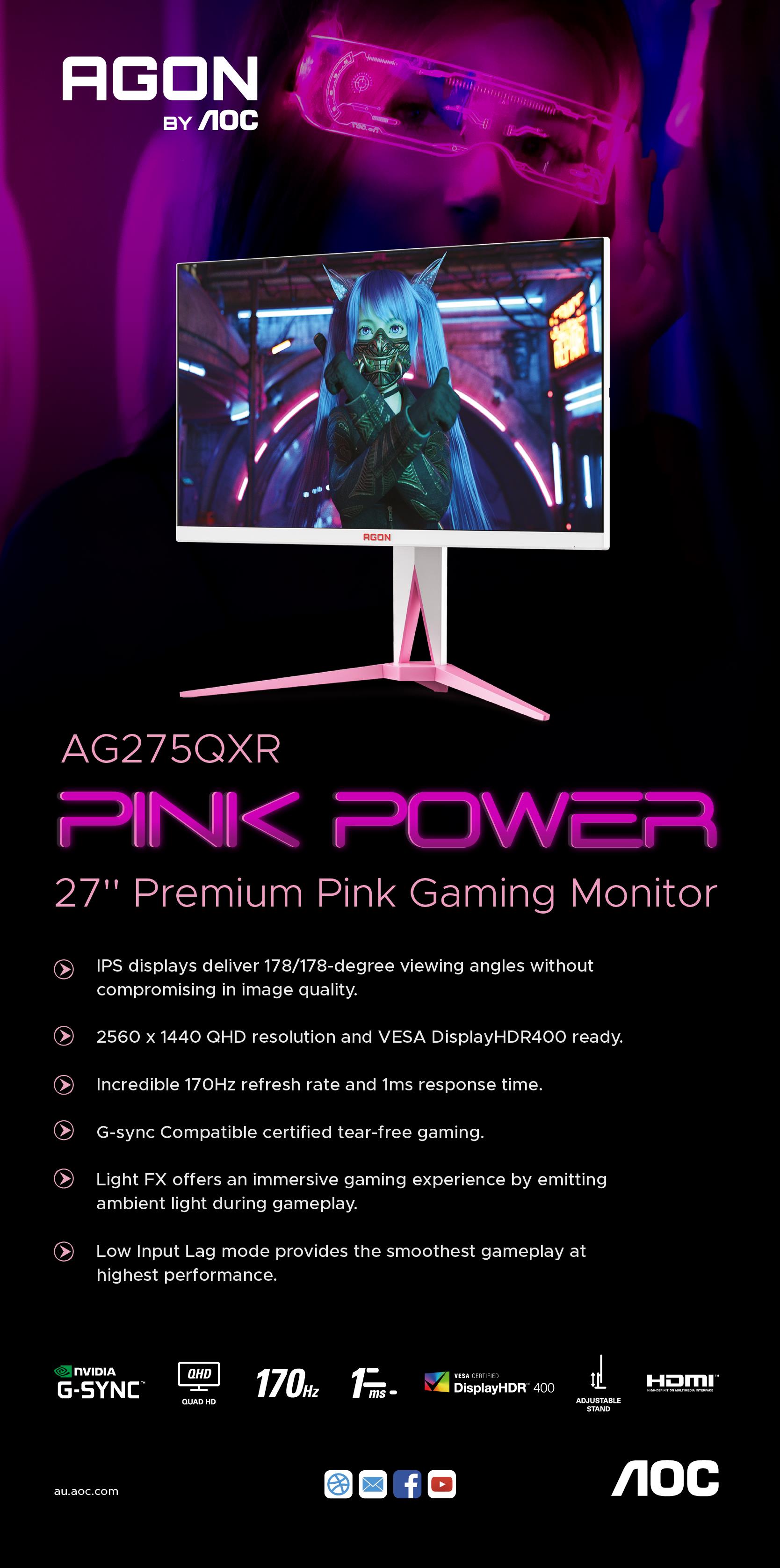 A large marketing image providing additional information about the product AOC AGON AG275QXR - 27" QHD 170Hz IPS Monitor - Additional alt info not provided
