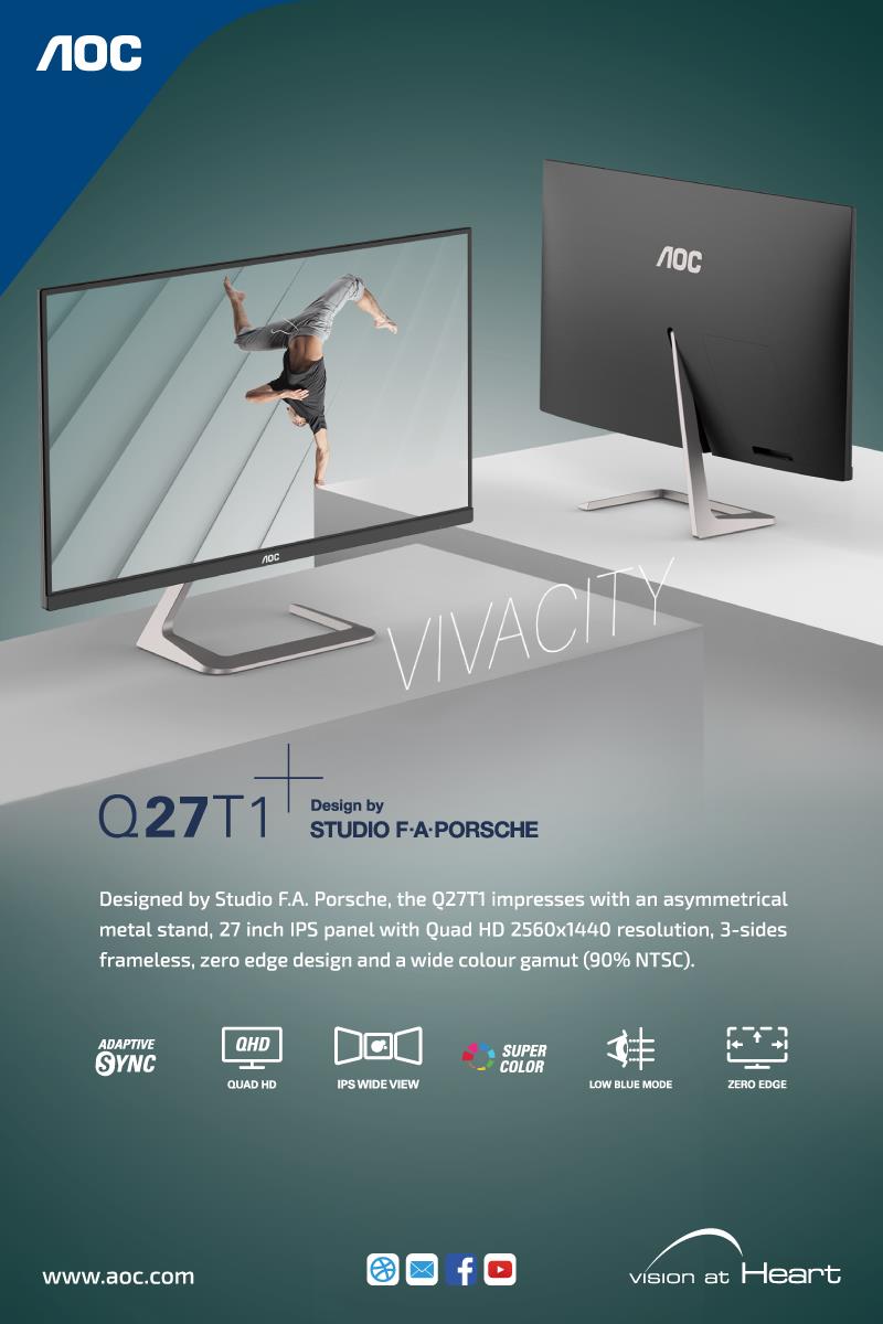 A large marketing image providing additional information about the product AOC Q27T1 - 27" 1440p 75Hz IPS Monitor - Additional alt info not provided