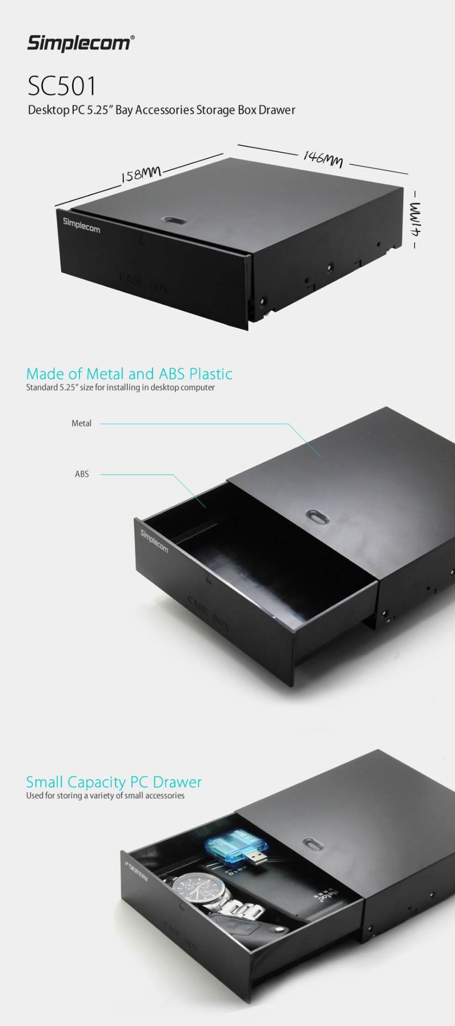 A large marketing image providing additional information about the product Simplecom SC5015.25" Desktop Bay Storage  - Additional alt info not provided